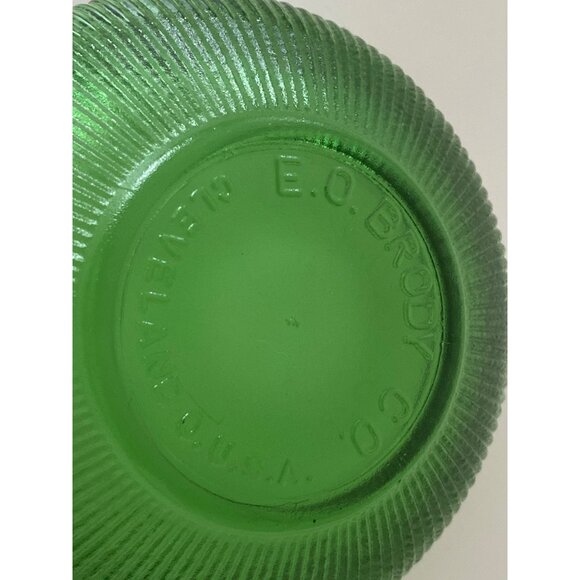 E O Brody Co Emerald Green Ribbed Cleveland OH USA Glass Bowl Vintage - Picture 5 of 6